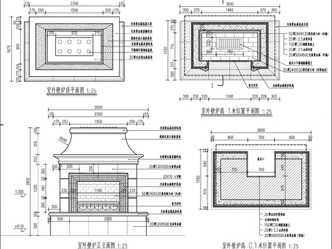  室外壁炉CAD节点大样 