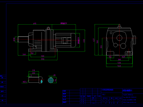  R系列不同尺寸减速机节点大样 