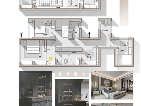  173平复式别墅cad平面图 