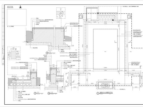  矮墙及对景雕塑细部节点大样 