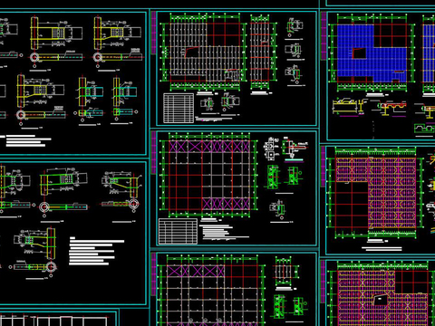  汽车城钢结构cad节点大样图 