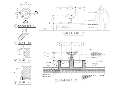  欧式水景节点大样图 