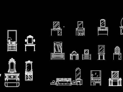  欧式梳妆台cad图库 