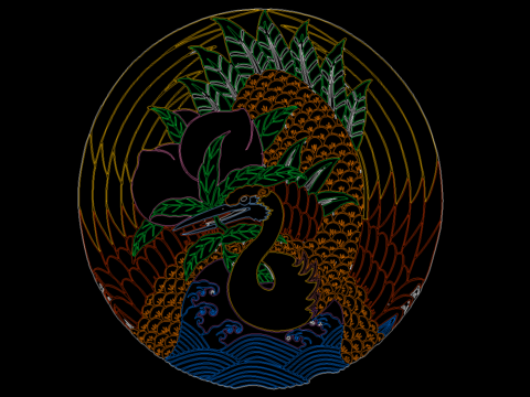  凤凰图案CAD施工图 