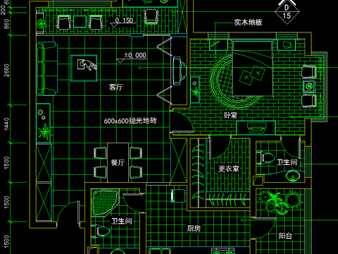  一室一厅装修CAD施工图 