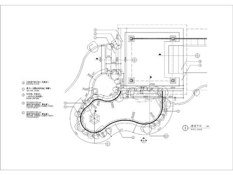  中式池塘细部节点大样 