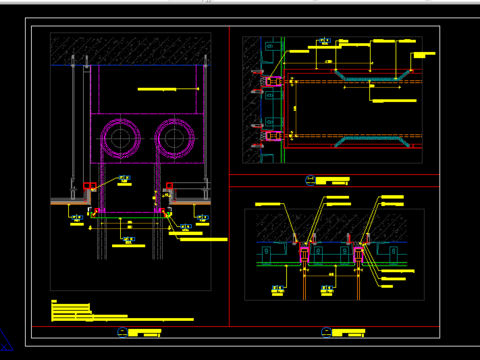  双轨防火卷帘CAD节点大样 