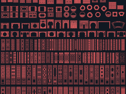  中式元素雕花CAD施工图 