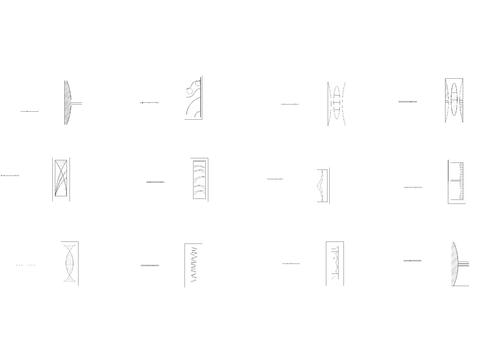  现代弧度纹理隔断 屏风cad图库 