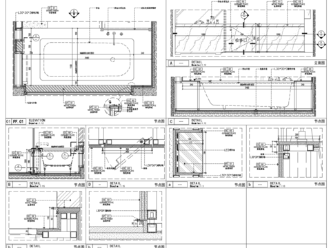  内嵌浴缸检修口cad大样图 