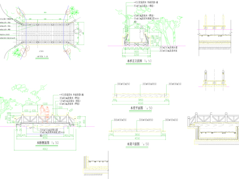  园林木桥CAD施工图 