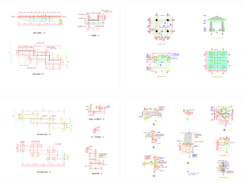  木桥与亭施工CAD大样图 