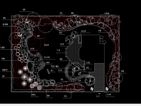  庭院园林cad平面图 