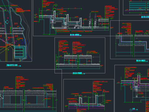  双叠水景CAD大样图 