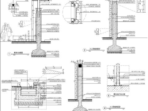  现代入口廊架节点大样图 