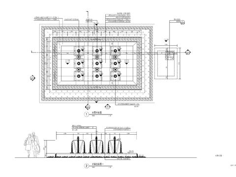  现代跌水水景节点大样图 
