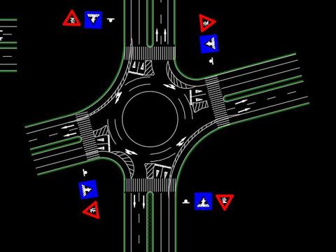  停车场路口标志cad图库 