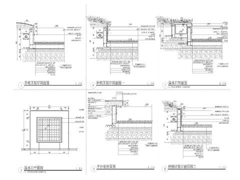  种植区详图平面立面图剖面图 节点大样图 