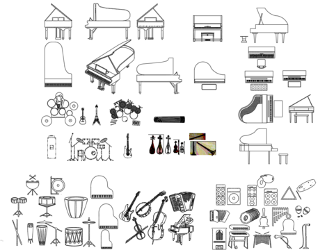  乐器样式CAD图库 