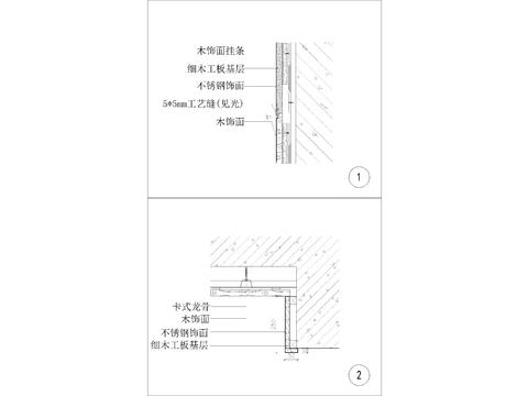  木饰面与不锈钢cad大样图 