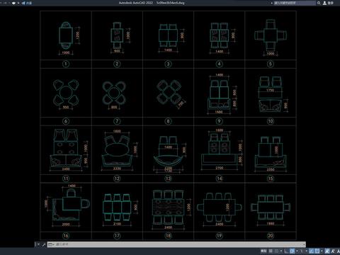  餐桌模型CAD图库 