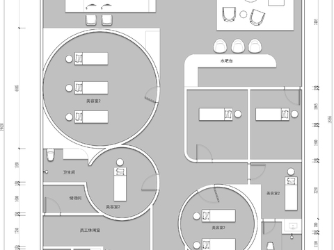  养身护肤健康中心 cad平面图 