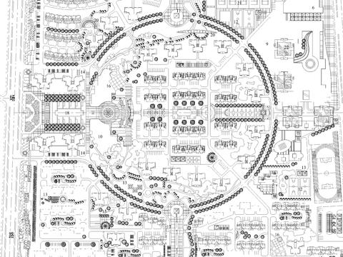  大型居住小区规划cad平面图 