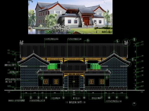  中式江南风四合院全套CAD施工图 