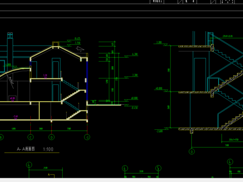 坡屋顶别墅施工图 