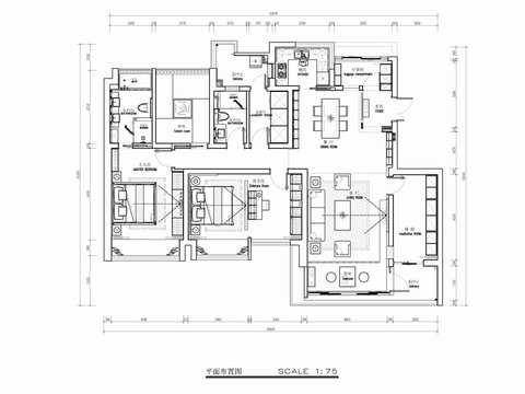  大平層cad施工圖 
