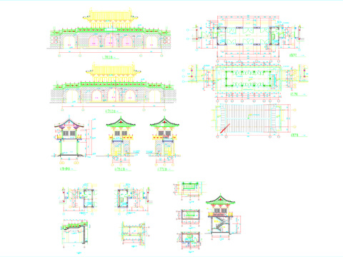  寺庙古建筑cad施工图 