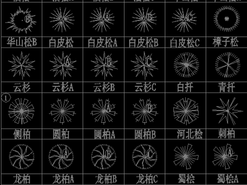  植物平面cad图库 