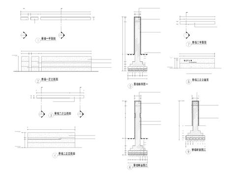  特色景墙详图cad大样图 