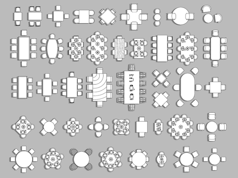  餐桌椅组合cad图库 