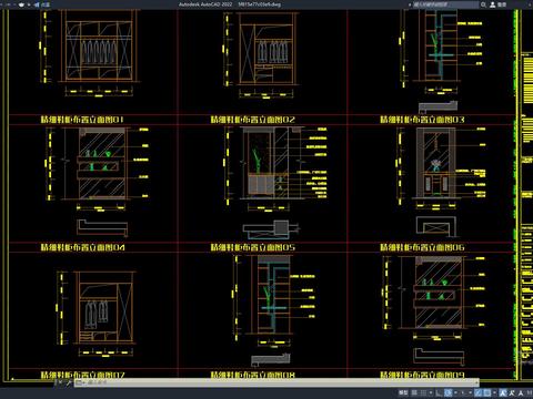  精细鞋柜布置立面CAD图库 