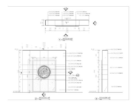  中式景墙 撷芳亭处景墙cad大样图 