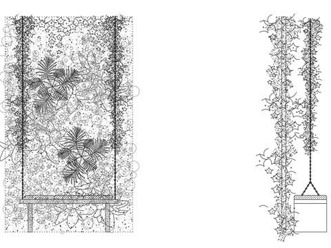  花卉造型墙cad大样图 