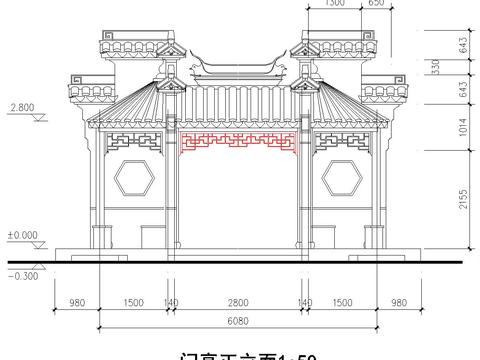  門亭cad施工圖 
