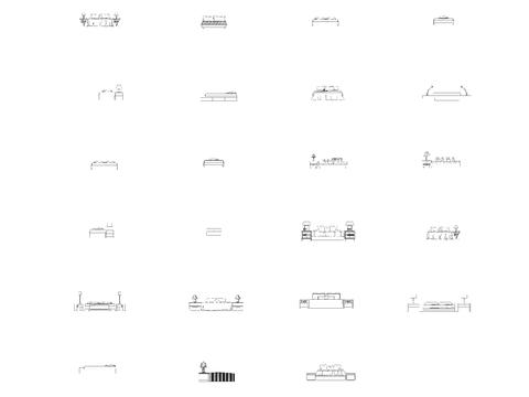  CAD床类 无床头床立面 侧面cad图库 