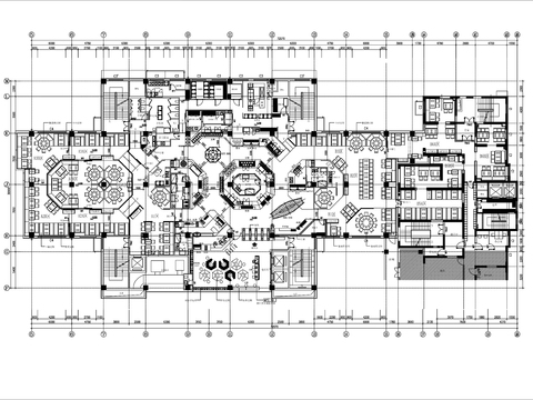  大型自助餐厅cad平面图 