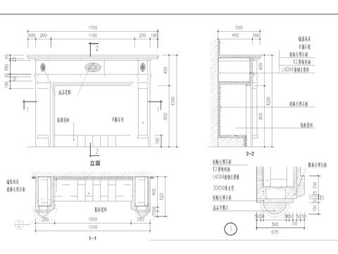  壁炉cad大样图 