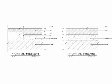  石材木地板收口cad大样图 