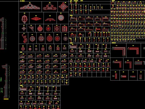  欧式角线cad图库 