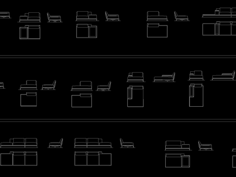  2021高端沙发平立面CAD图库 