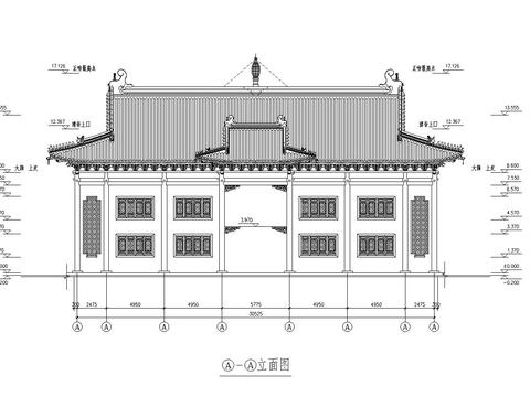  洗心禪寺天王殿CAD施工圖 