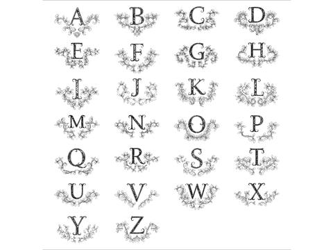  英文字母个性图块cad图库 