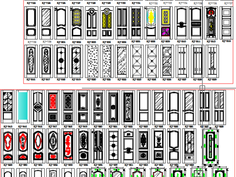  室内房门模块CAD图库 