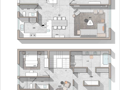 192平复式别墅cad平面图 