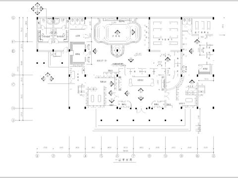  1560㎡汤泉 水疗 洗浴会所cad施工图 