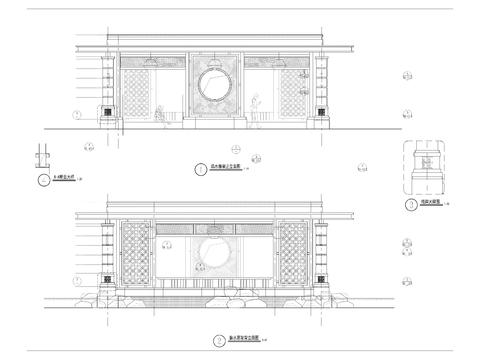  中式临水廊架 凉亭详图cad大样图 